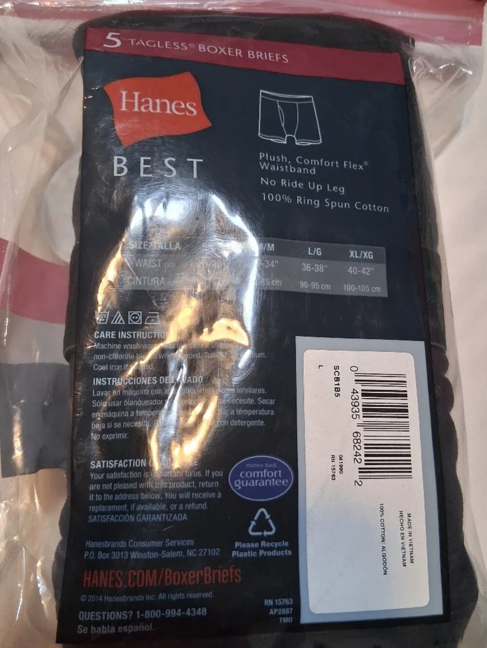 NWT Hanes Best Men's 5-Pack Boxer Briefs Black/Gray Tagless Comfort Flex Waist